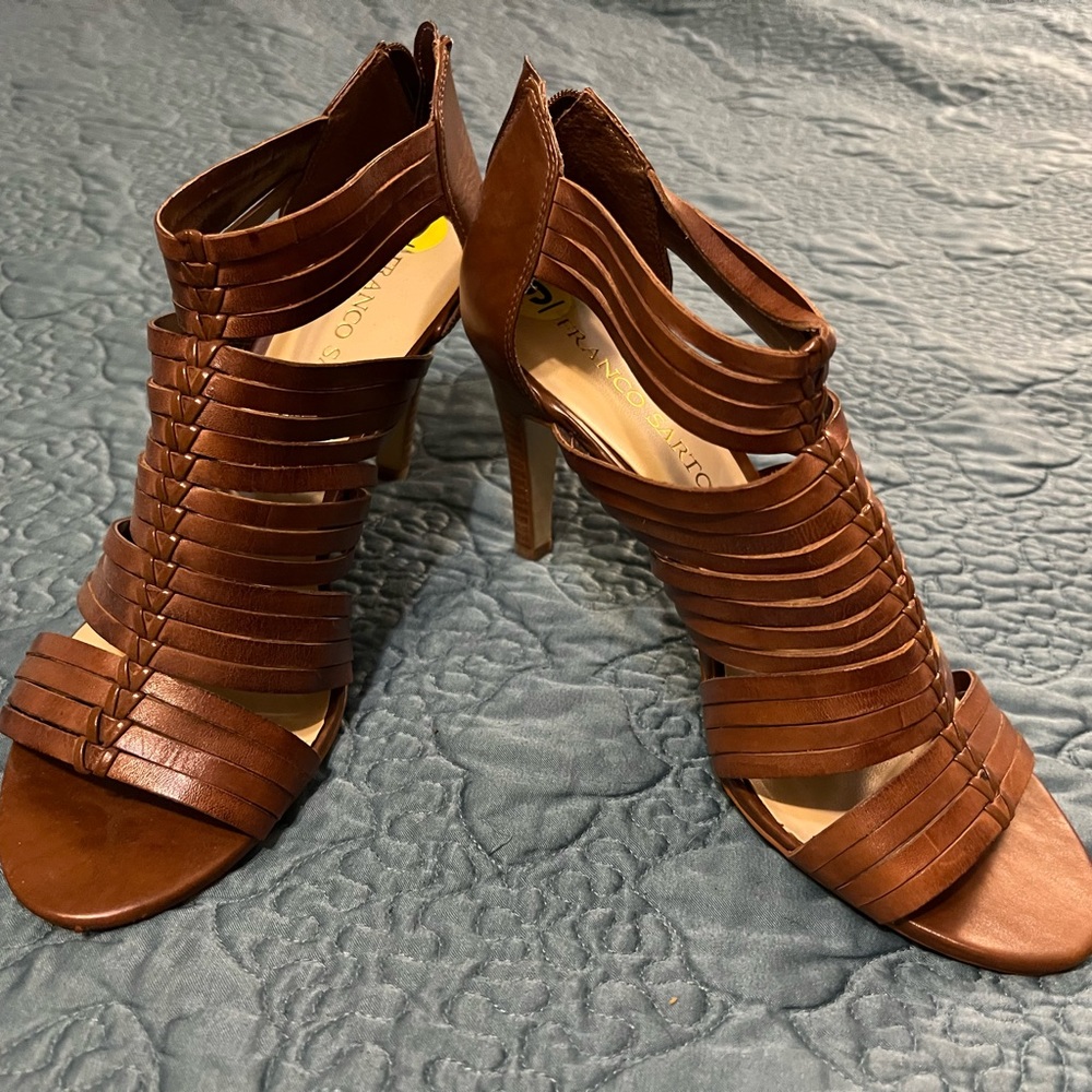 Franco Sarto brown leather heels, size 9